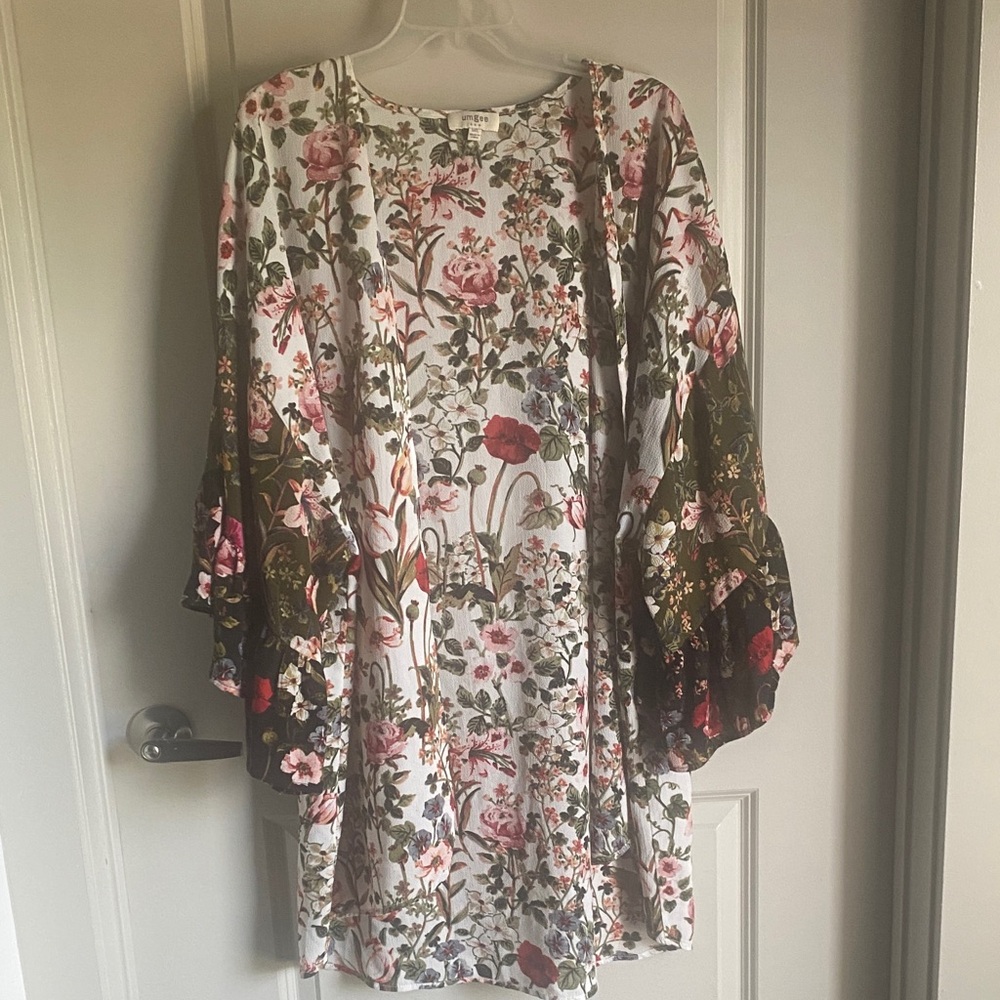 Umgee Floral Kimono Sleeve Dress
